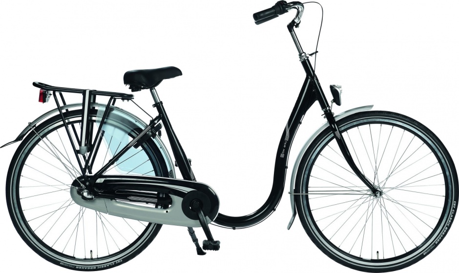 Burgers Low Entry Damesfiets 48 cm remnaaf 7 Speed zwart zilver