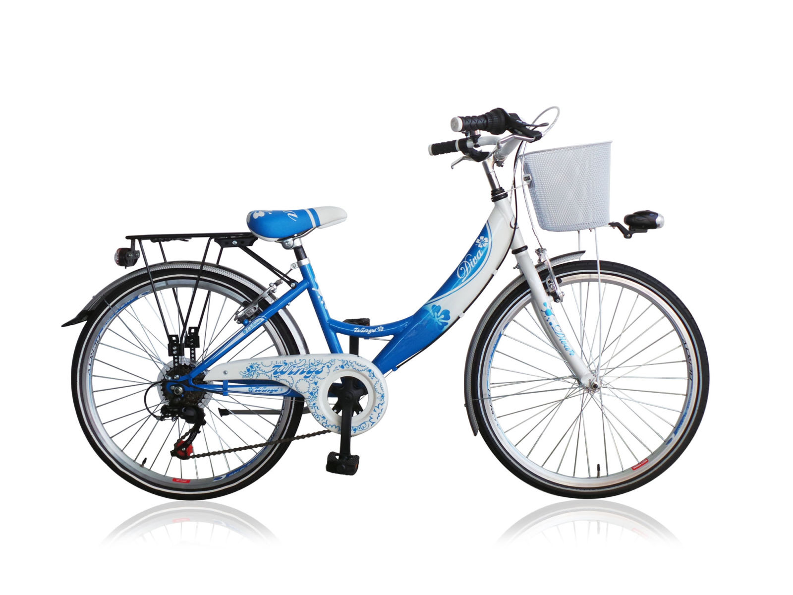 Wings Diva Damesfiets 30 cm 6 Speed blauw wit