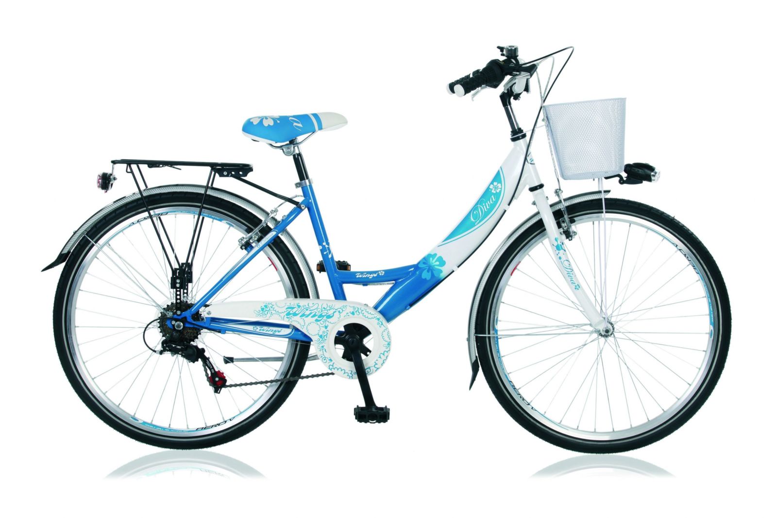 Wings Diva Damesfiets 35 cm  6 Speed wit blauw