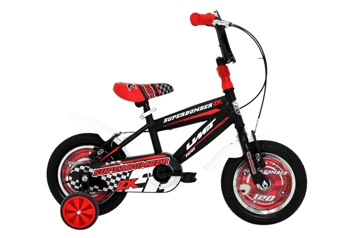 umit superbomber 12 inch zwartrood jongensfiets