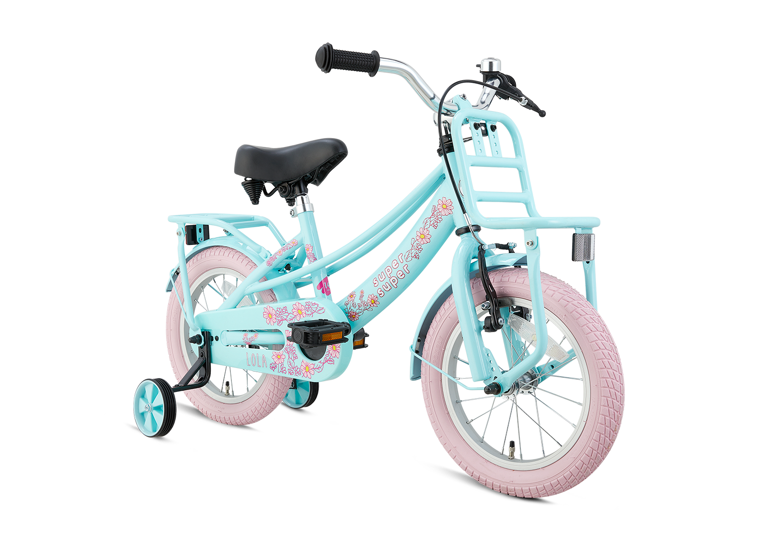 Supersuper Lola 14 Meisjesfietsen  S1459-MINT-ROZE