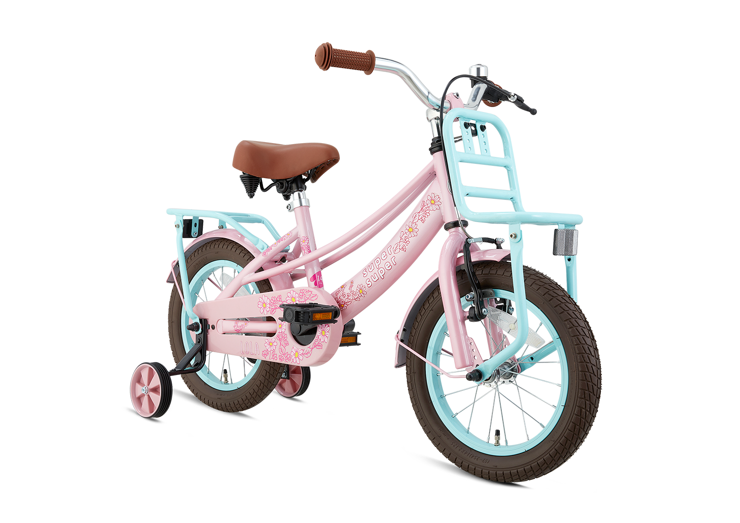 Supersuper Lola 14 Meisjesfietsen  S1459-ROZE-TURQ