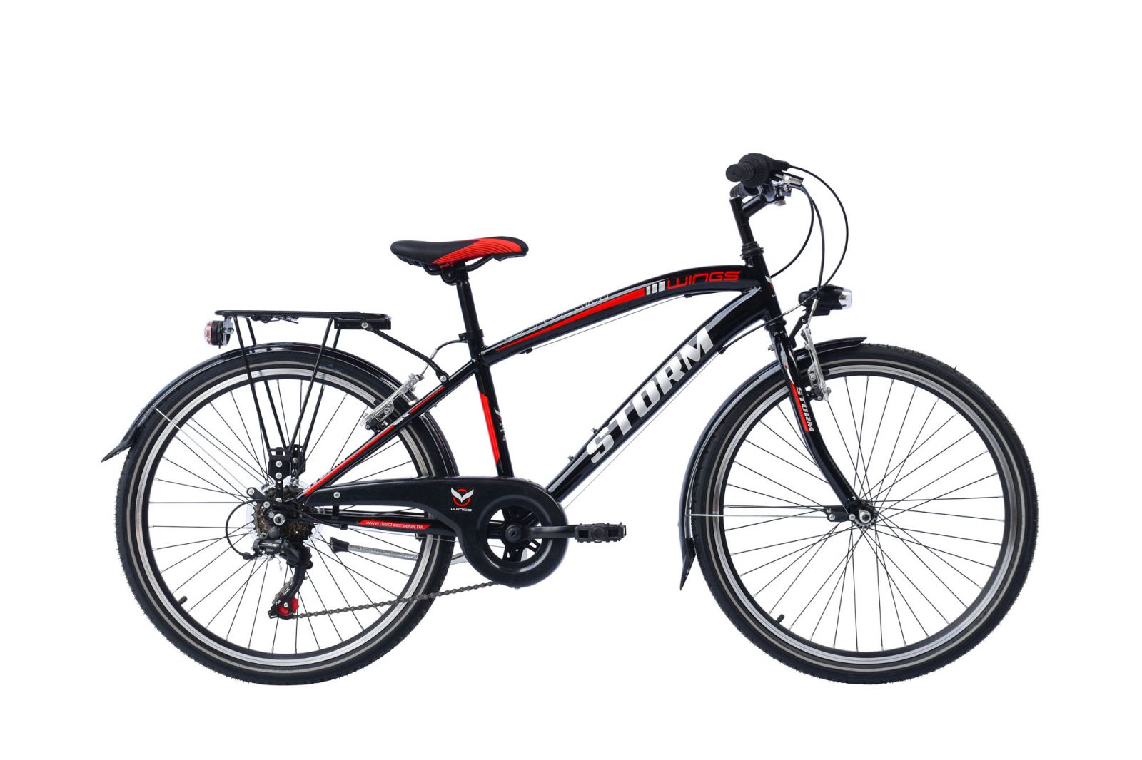 Wings Storm Herenfiets 36 cm 6 Speed   zwart rood