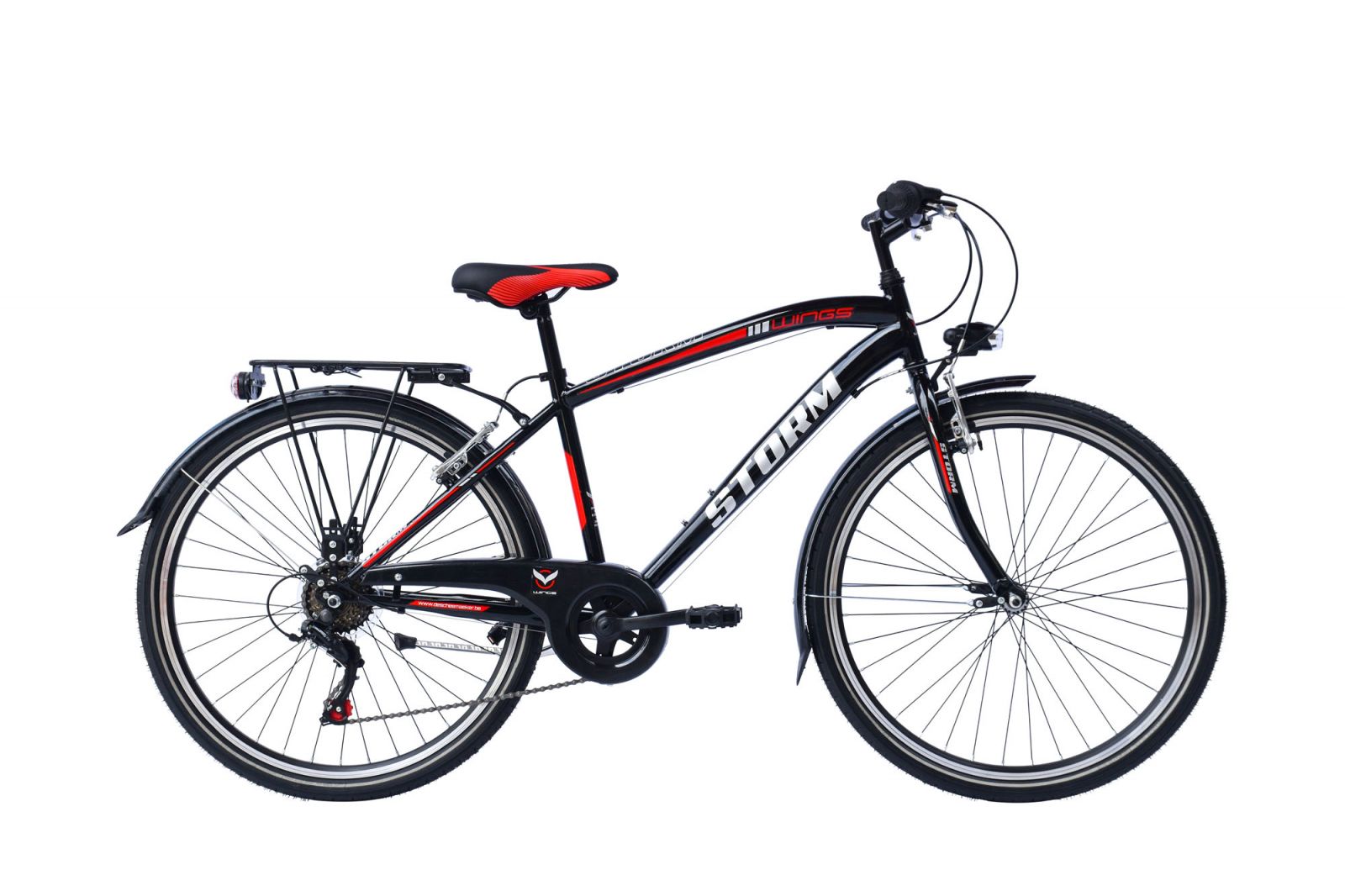 Wings Storm Herenfiets 40 cm 6 Speed   zwart rood