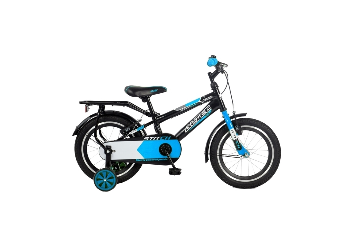 altec stitch 16 inch jongensfiets zwartblauw afgeprijsd actie uitverkoop