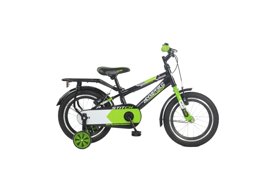 altec stitch 16 inch jongensfiets zwartgroen