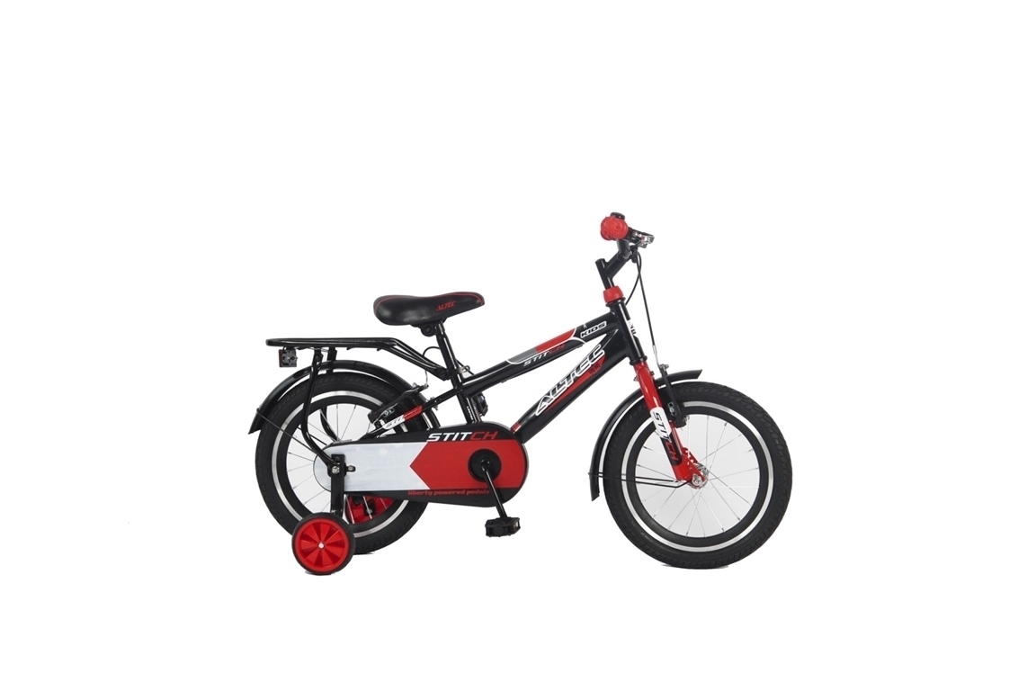 altec stitch 16 inch jongensfiets zwartrood afgeprijsd actie uitverkoop