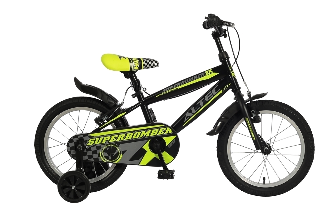 altec superbomber 16 inch zwartgeel jongensfiets