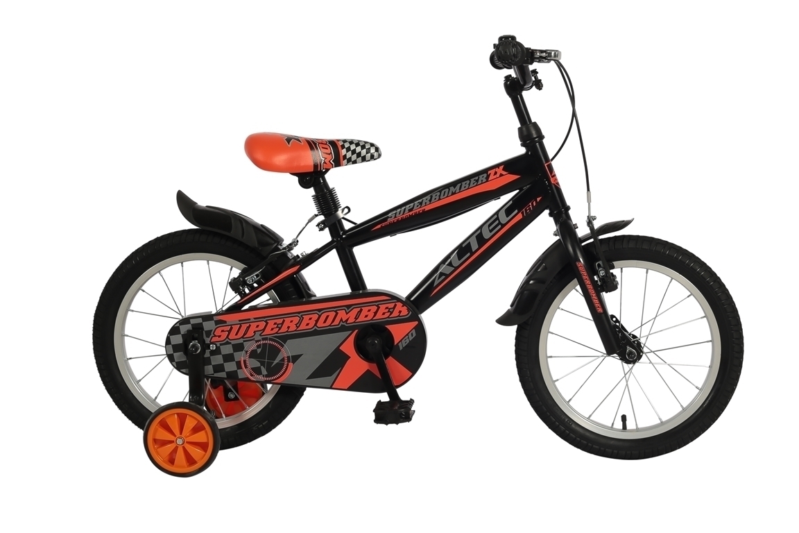 altec superbomber 16 inch zwartoranje jongensfiets