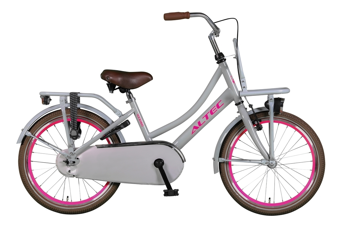 altec urban 20 inch transportfiets grijs roze