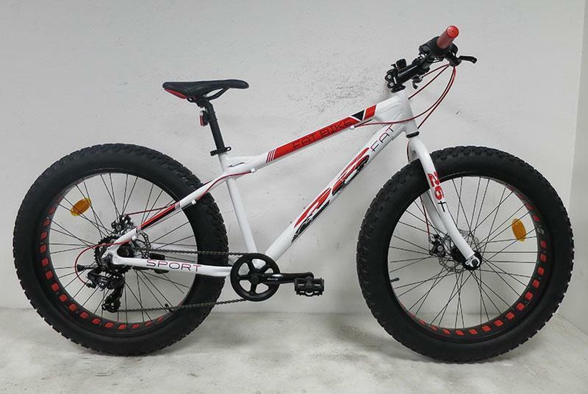 FatBike 26"  47cm shimano revo 7 speed wit rood