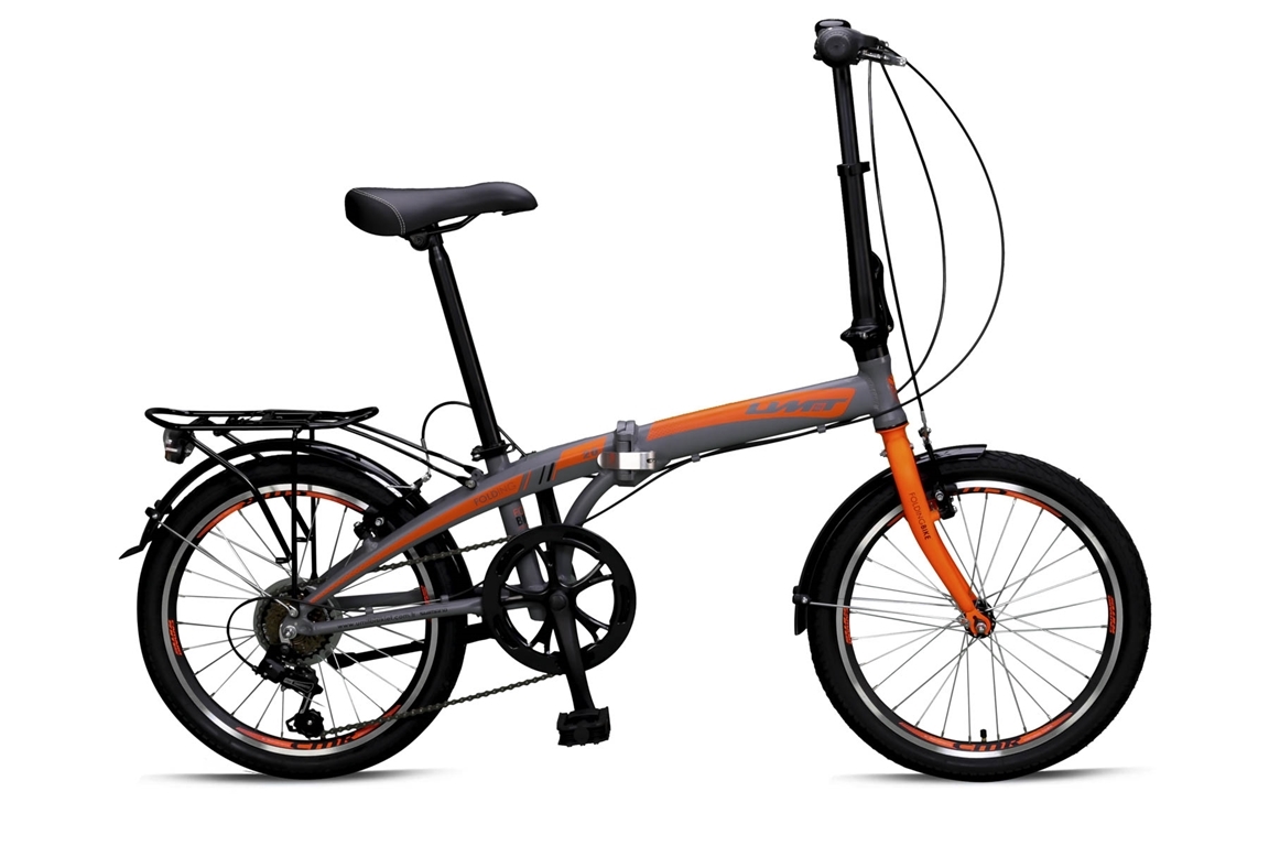 umit vouwfiets folding 20 inch aluminium 6v grijsorange