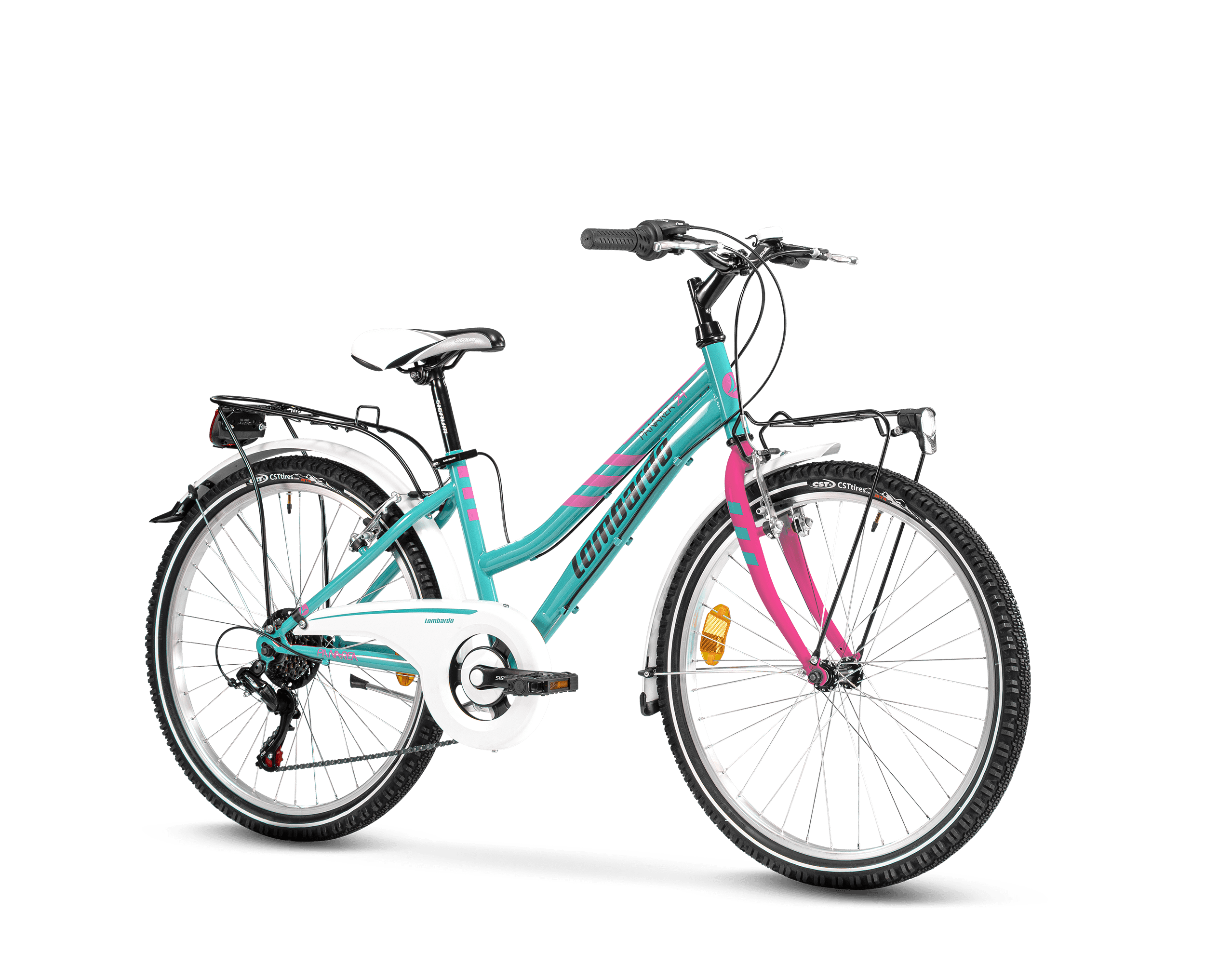 Lombardo Panarea Damesfiets 35 cm 6 Speed groen fuchsia