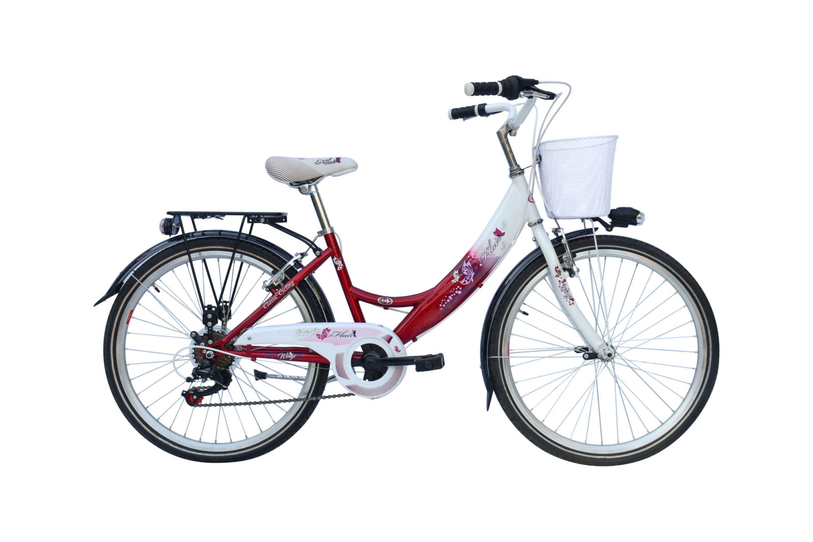 MBM Flair Damesfiets 35 cm 6 Speed Fuchsia wit