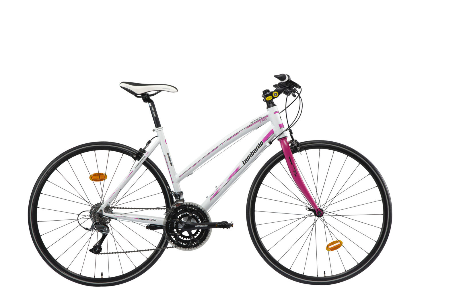 Ventimiglia Damesfiets 44 cm 24 Speed wit fuchsia