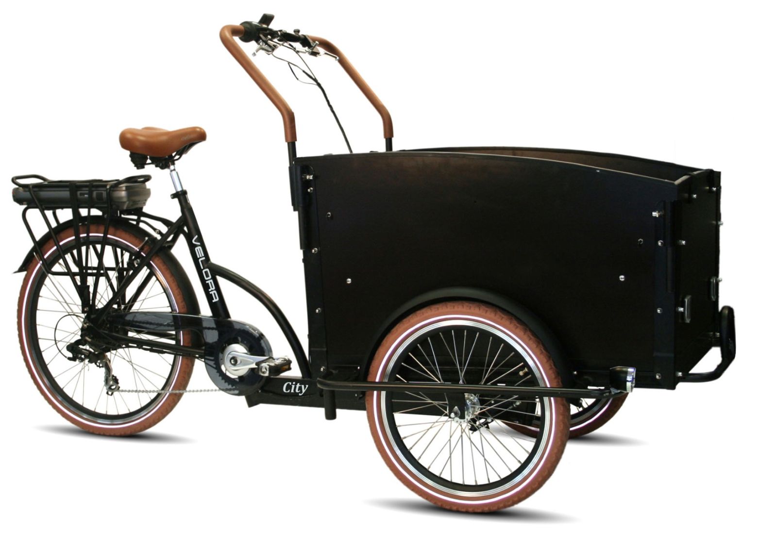 Troy Velora City elektrische bakfiets Zwart-bruin