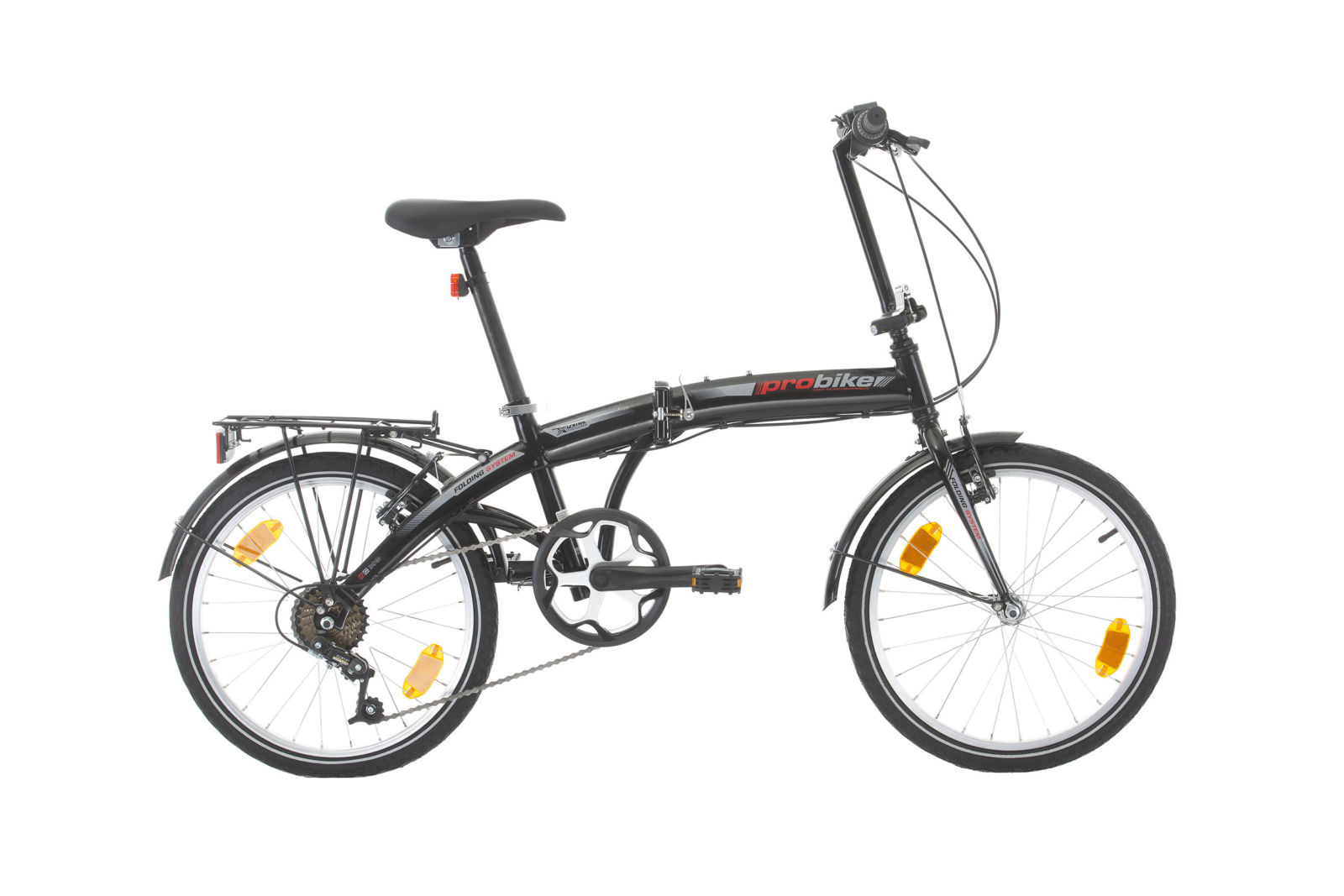 Probike Folding 20  inch Black 6 speed derr