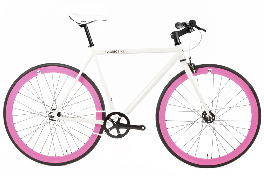 Fixie Fiets Fabric Wit & Fuchsia