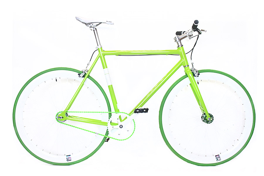 NoLogo Groen Wit Fixie Fiets