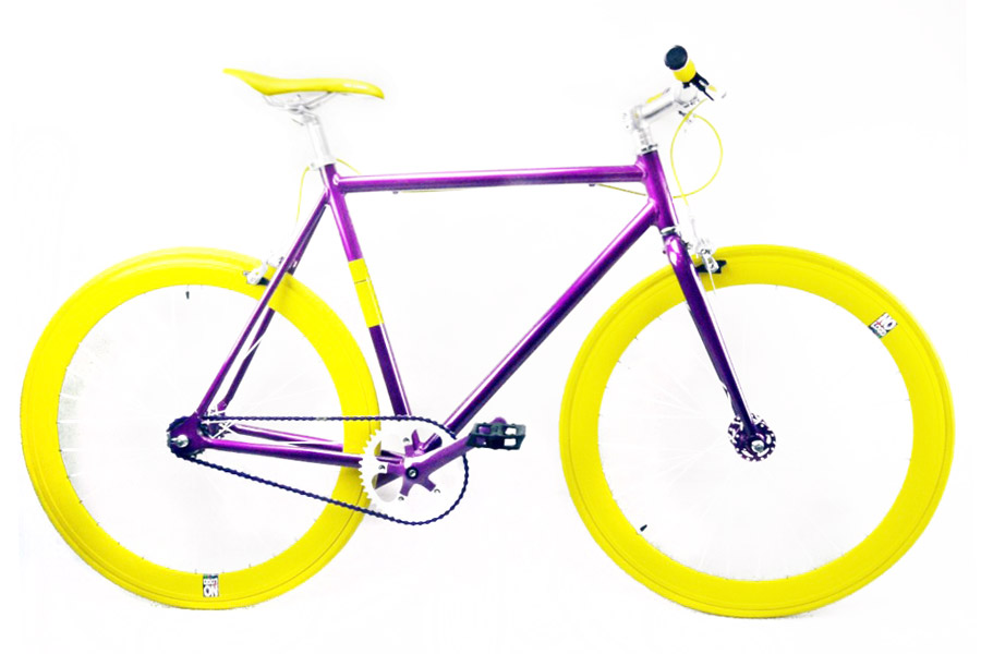NoLogo Paars Geel Fixie Fiets