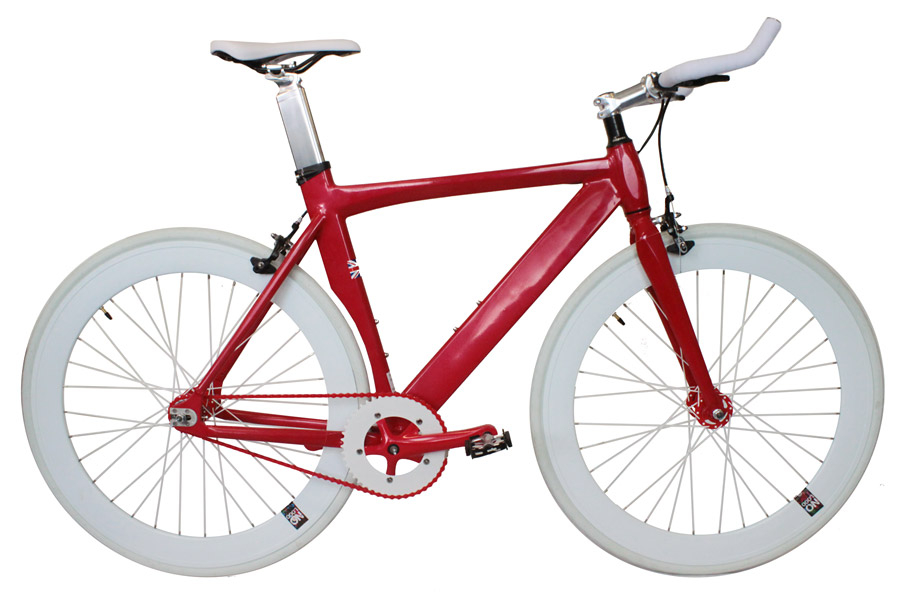 NoLogo X-Type White Red Fixie Fiets