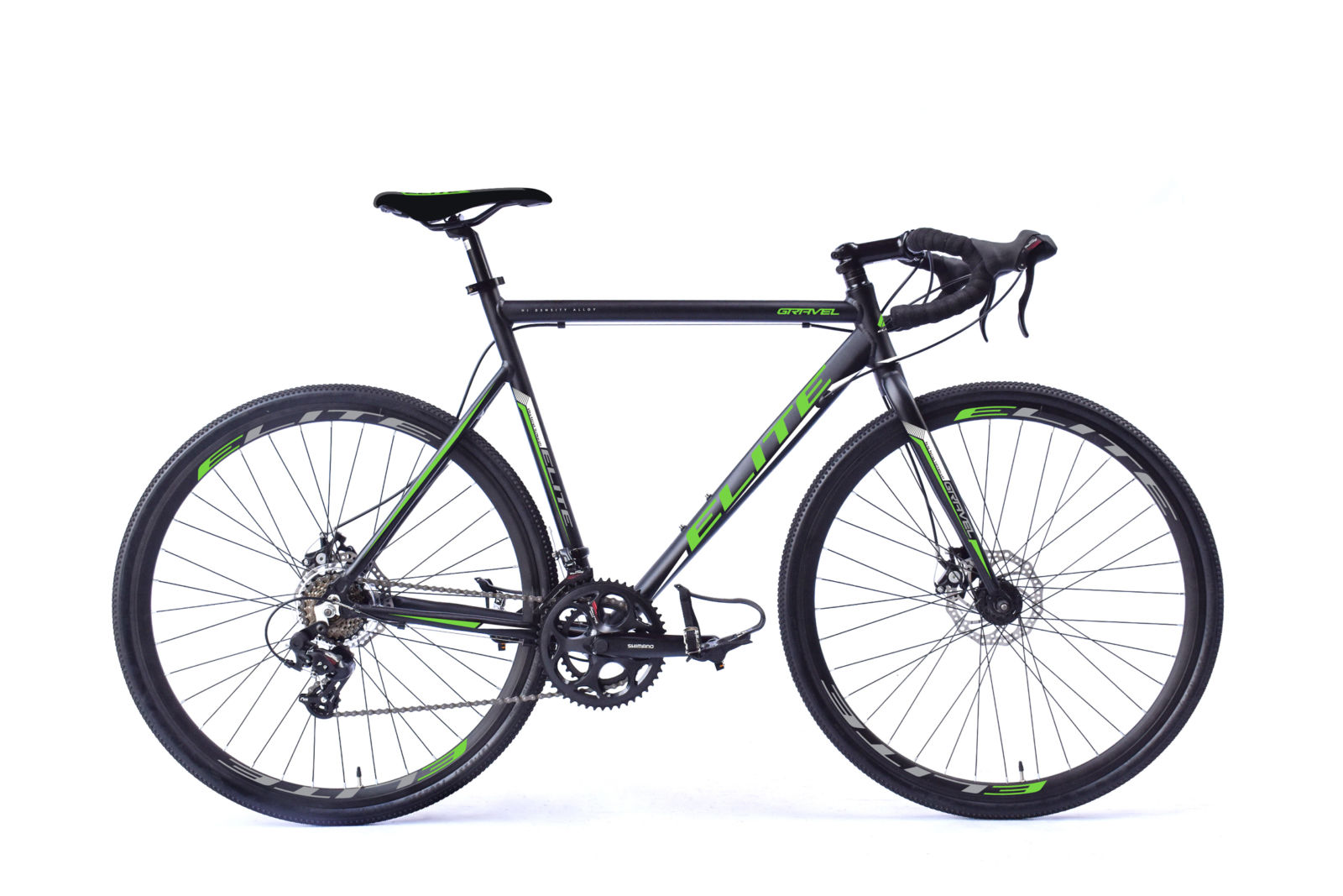 Elite Gravel Herenfiets 51 cm Shimano 14 Speed Mdisc zwart groen