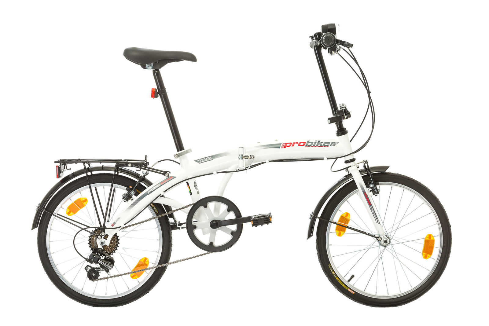 Probike Folding 20  inch wit 6 speed derr