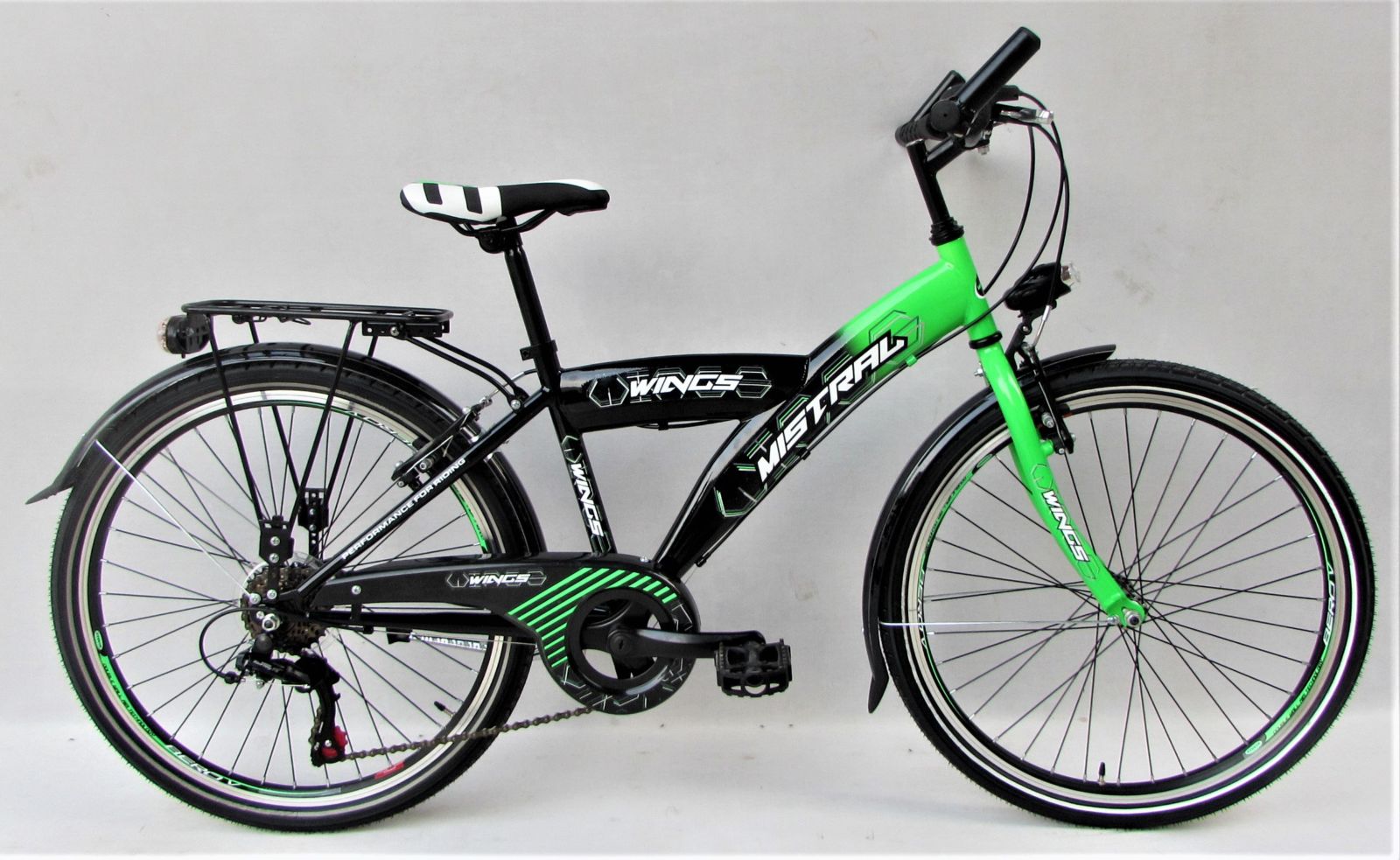 Wings Mistral Herenfiets 40 cm 6 Speed   groen zwart