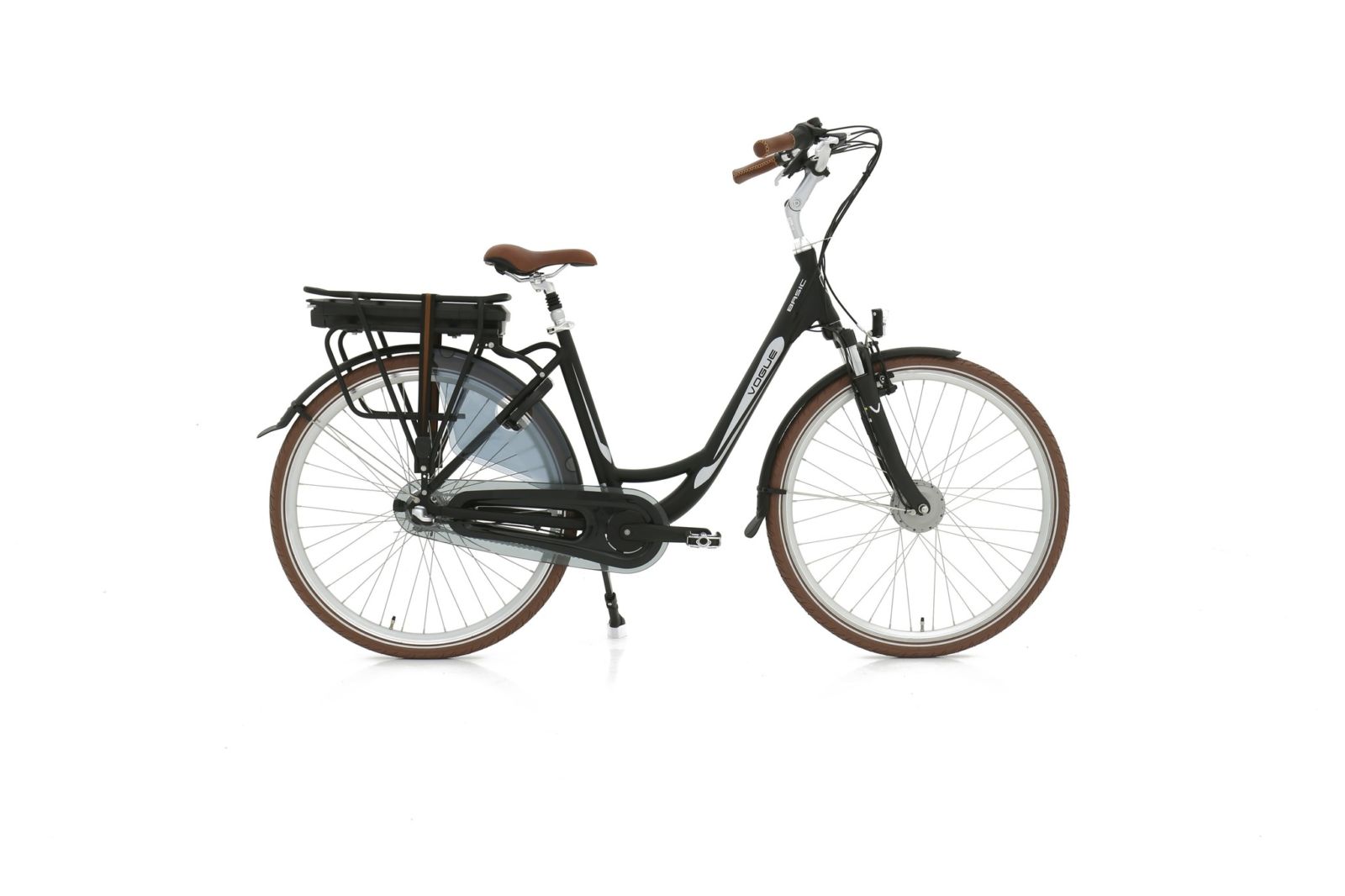 Vogue Basic Elektrische Damesfiets 28 inch 47cm Matt Black/Brown 3v