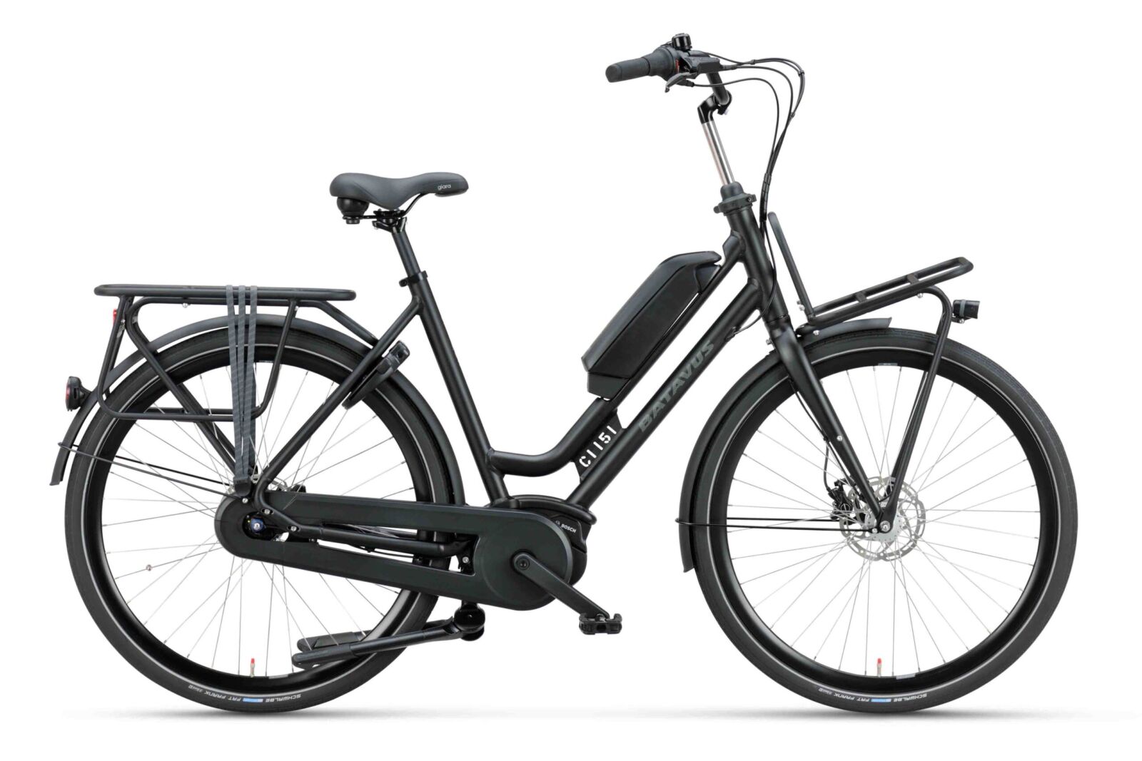 Batavus Quip Extra Cargo E-go plus Damesfiets Zwart Mat 49 cm