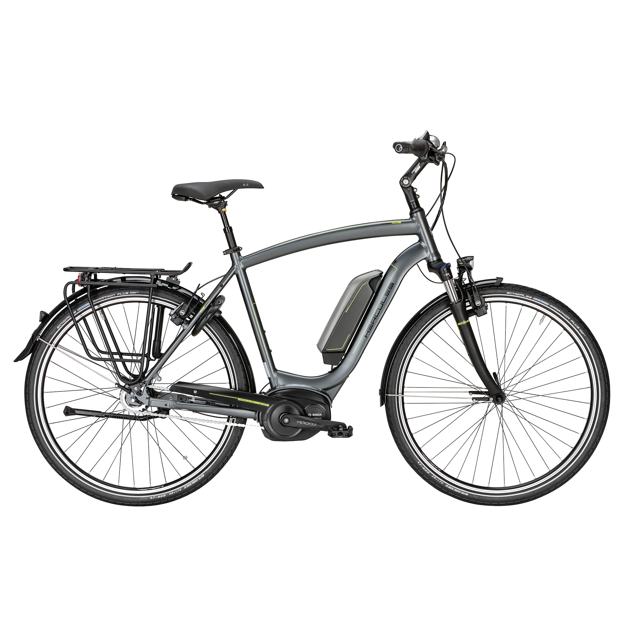 Hercules Elektrische fiets Robert Pro F8 Heren 56 cm Mat Grijs 396 Wh Mat grijs