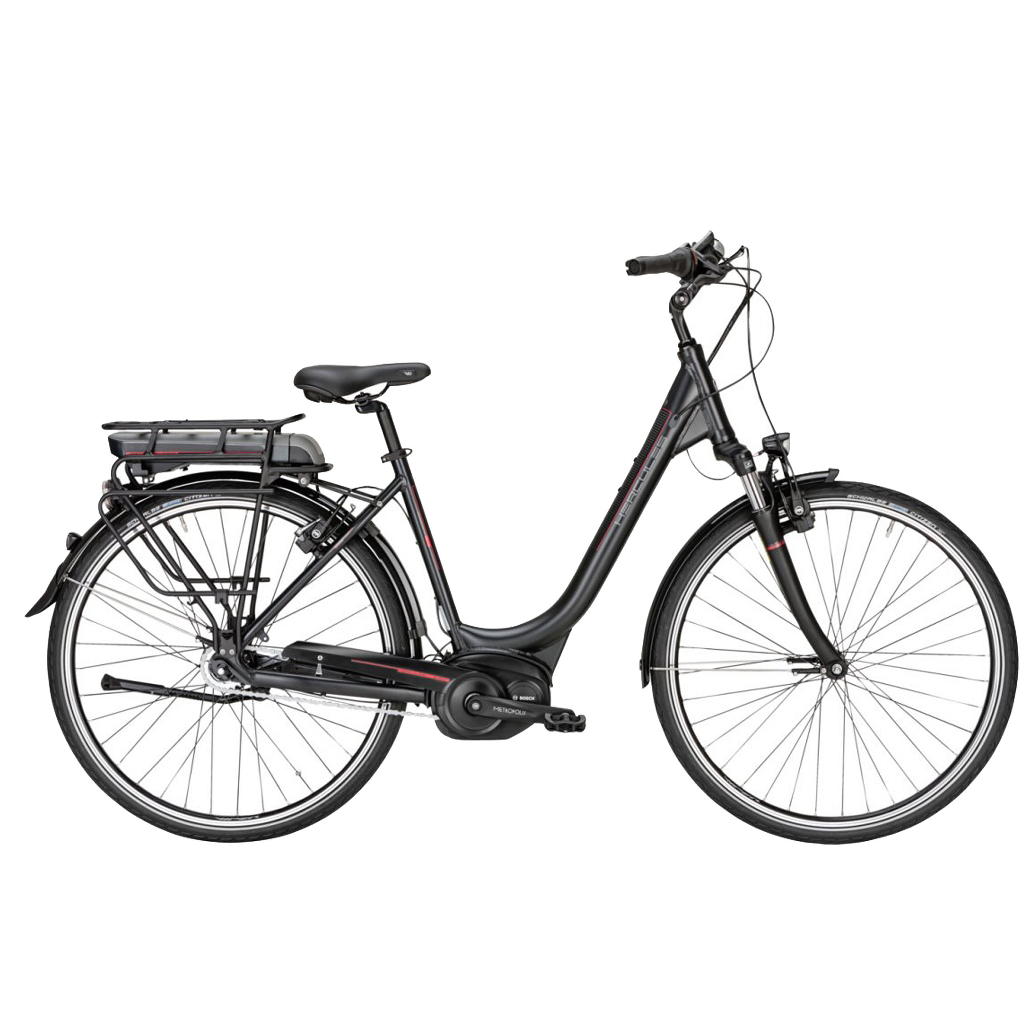 Hercules Elektrische fiets Roberta F8 Dames 46 cm Mat zwart 396 Wh Mat zwart