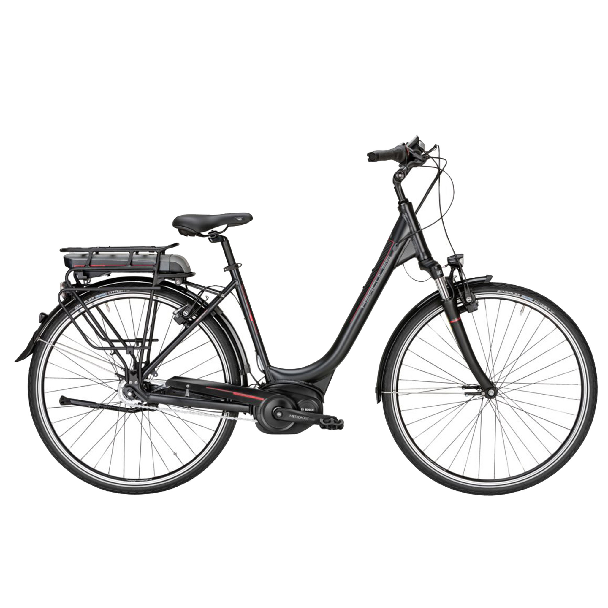 Hercules Elektrische fiets Roberta F8 Dames 54 cm Mat zwart 396 Wh Mat zwart