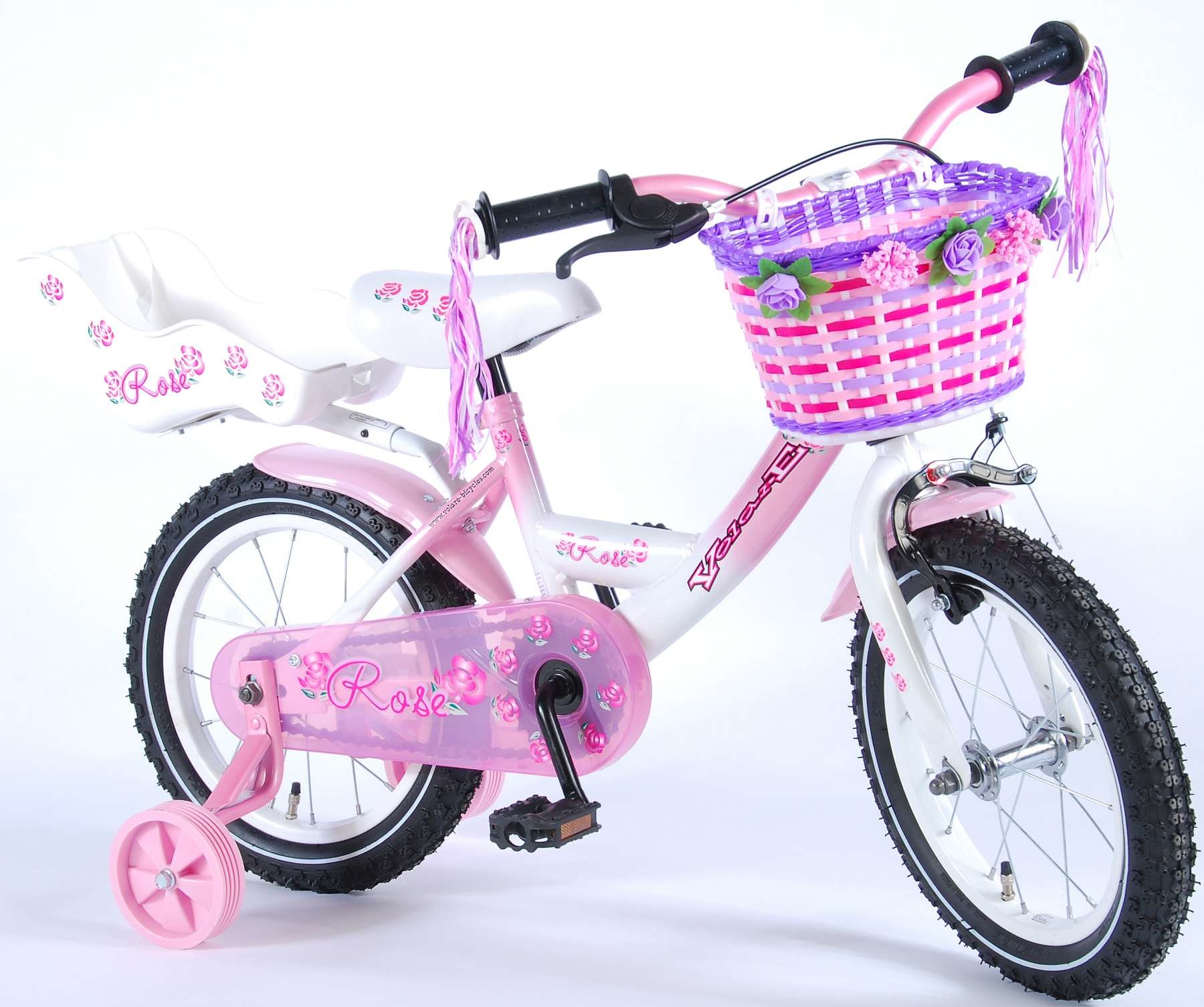 Volare Kinderfiets Rose 14 inch Wit met roze Roze