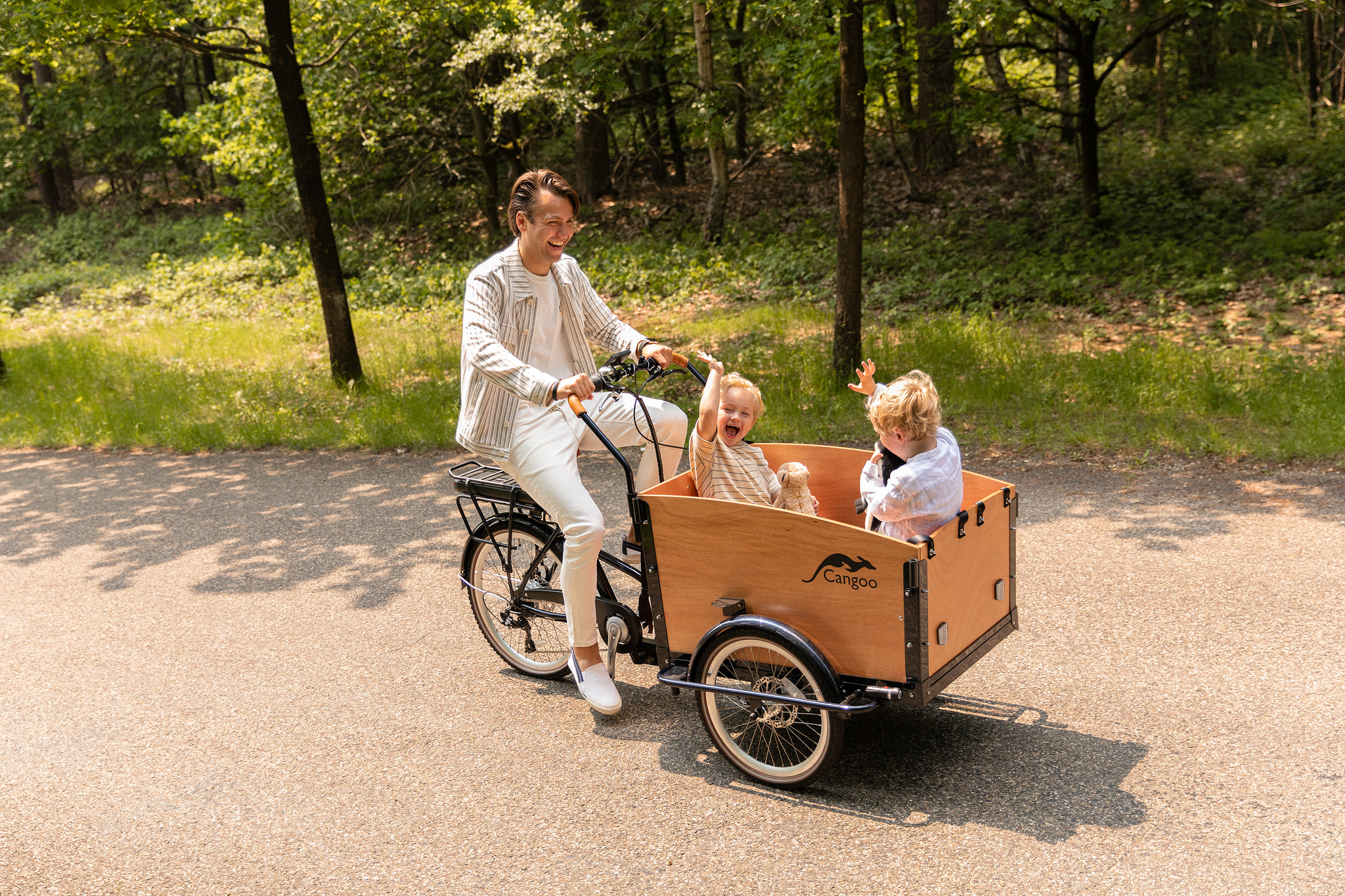 Cangoo Elektrische Bakfiets 24"  Petrol-Naturel 470 Watt Grijs