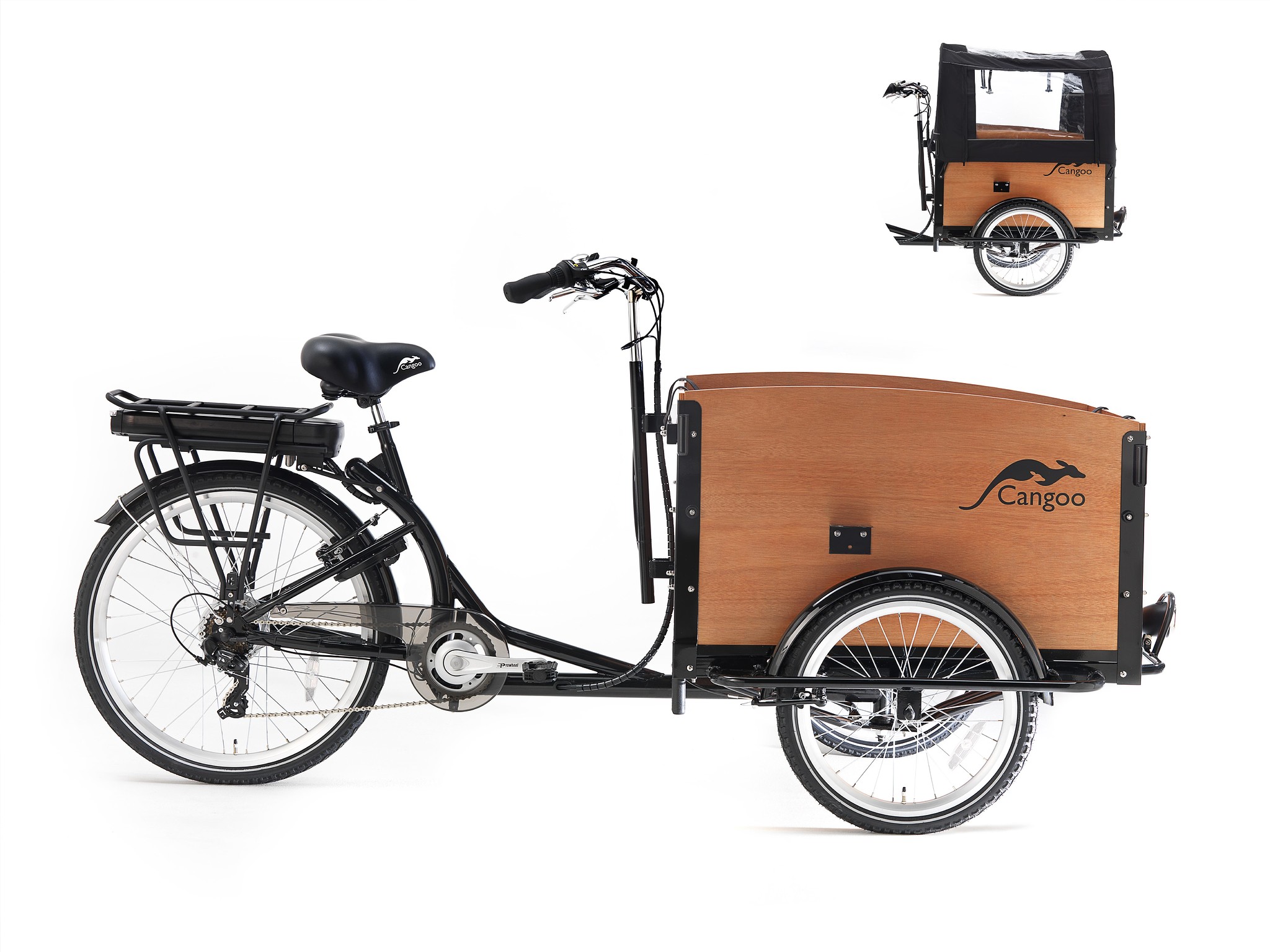 Cangoo Elektrische Bakfiets Zwart-Naturel 51cm 470 Watt Zwart -