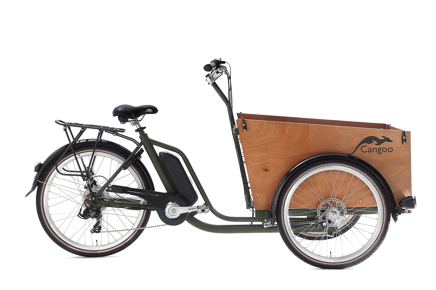 Cangoo Elektrsiche Bakfiets Easy 26"  Mat Groen-Naturel 520 Watt Groen