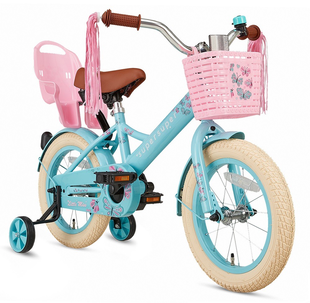 Supersuper Kinderfiets Little Miss 14 inch Turquoise  Turquoise
