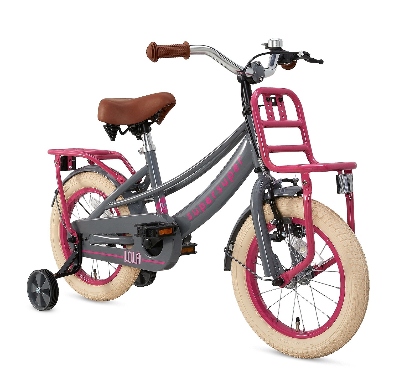 Supersuper Kinderfiets Lola 14 inch Grijs Grijs