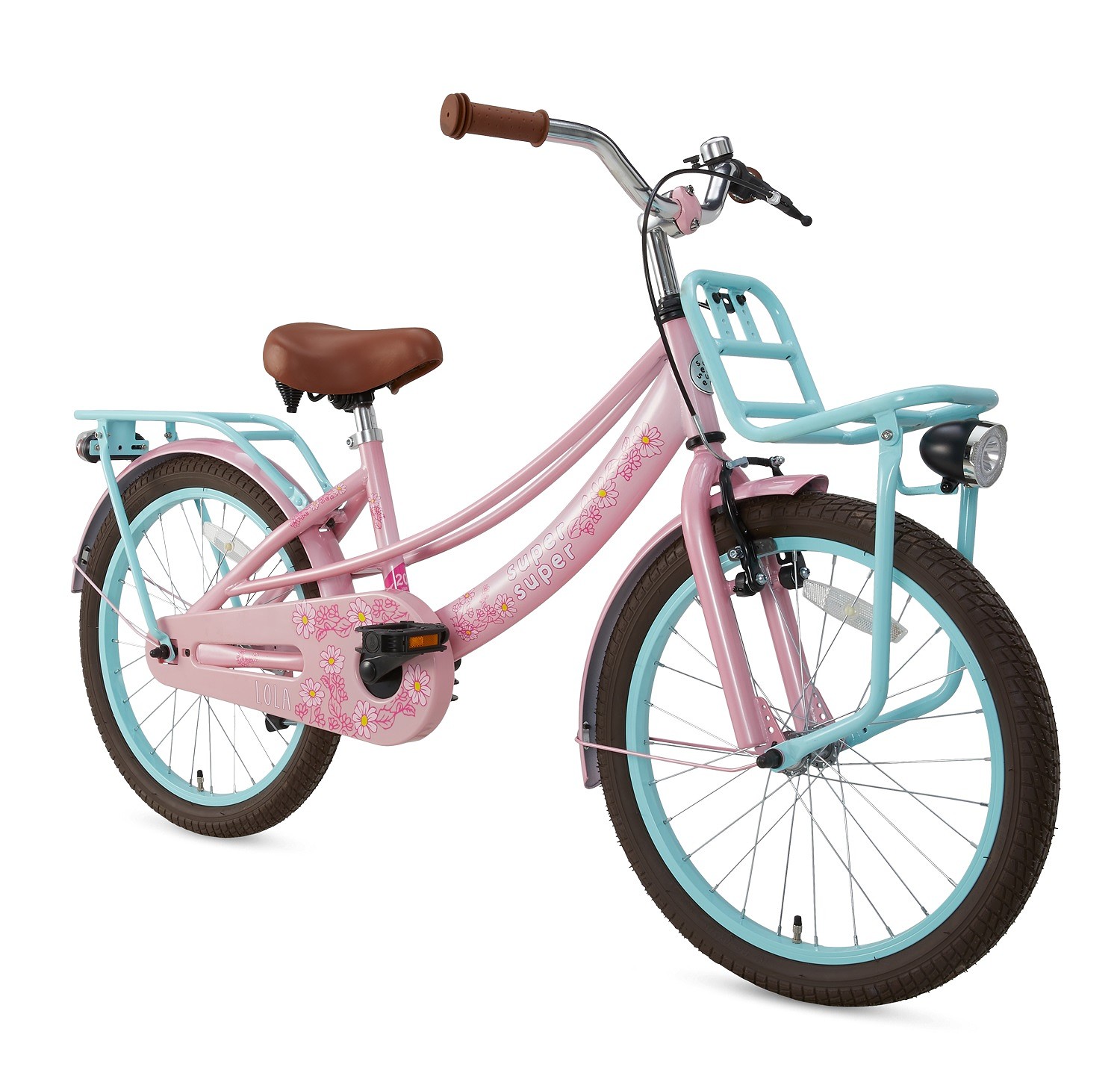 Supersuper Kinderfiets Lola Turquoise 20 inch Roze