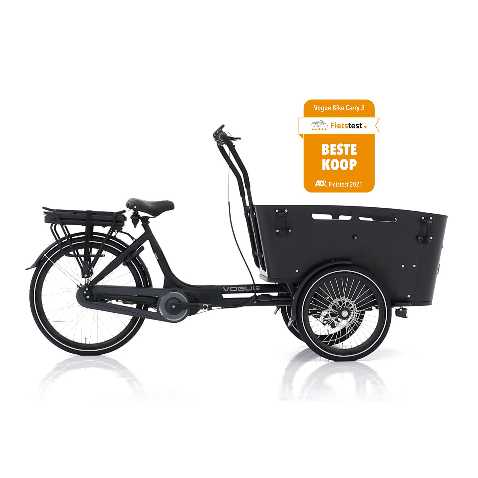 Vogue Elektrische bakfiets Carry 3 Uni Zwart 468 Wh Zwart