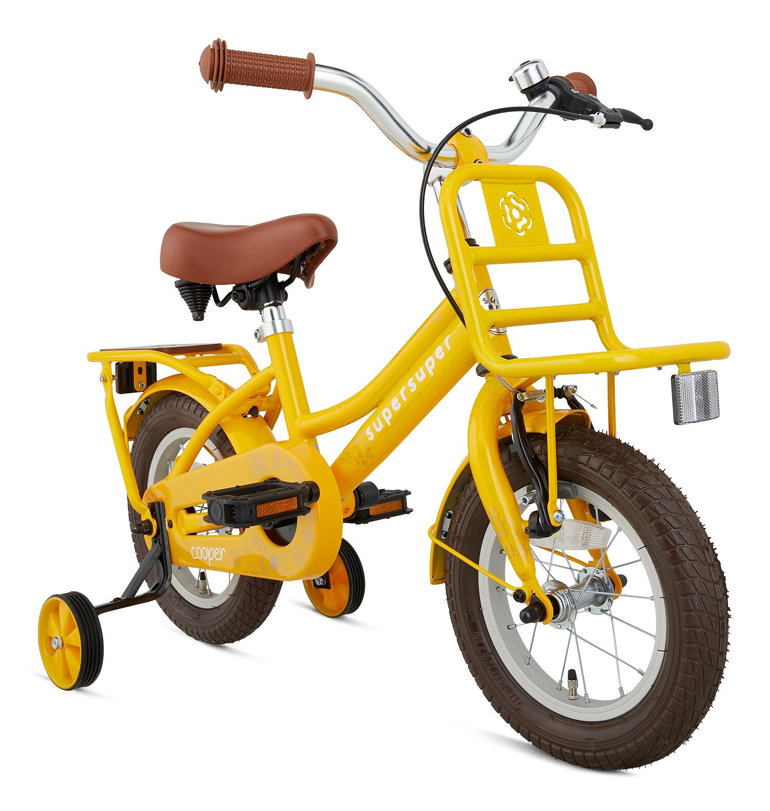 Supersuper Kinderfiets Cooper Bamboo 12 inch Geel Geel