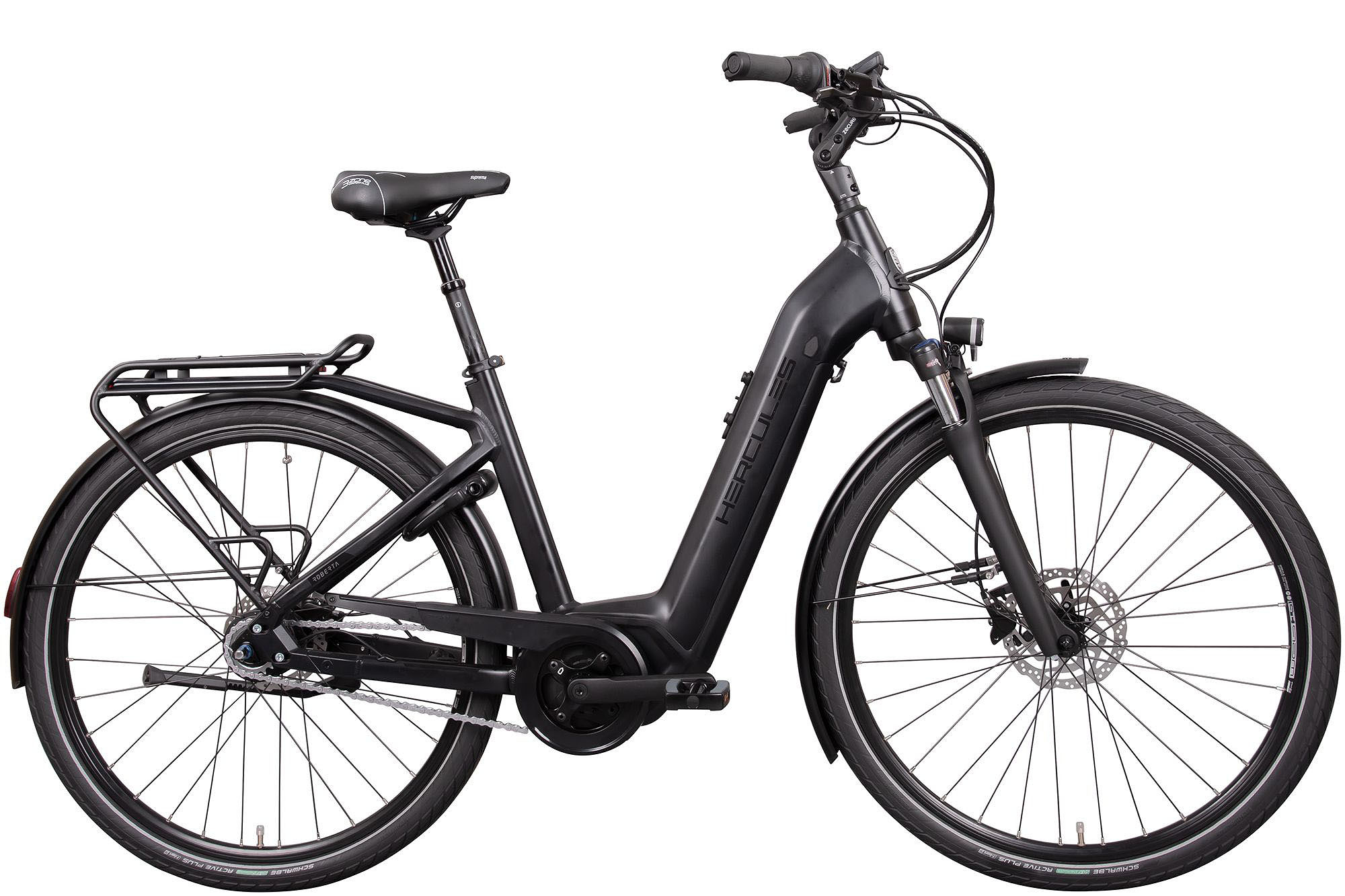 Hercules Elektrische stadsfiets Robert/a Deluxe I-F8 Dames 53 cm... Mat zwart