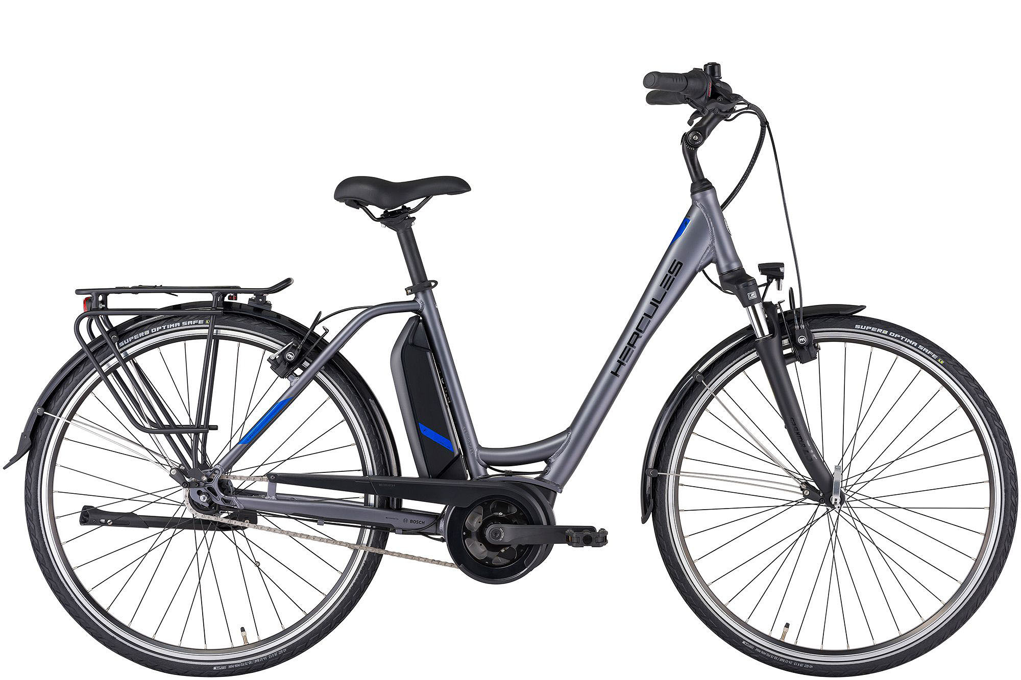 Hercules Elektrische stadsfiets Lyon F7 Dames 49 cm Antraciet 400 Wh Grijs