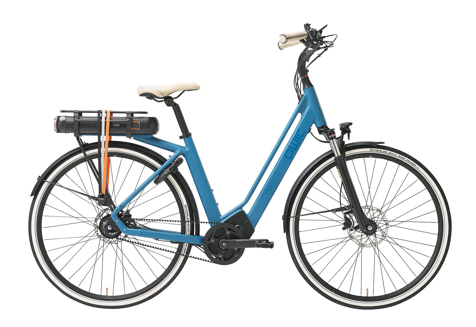 Qwic Elektrische stadsfiets Premium MA8 Dames framemaat L Blauw 625 Wh Blauw