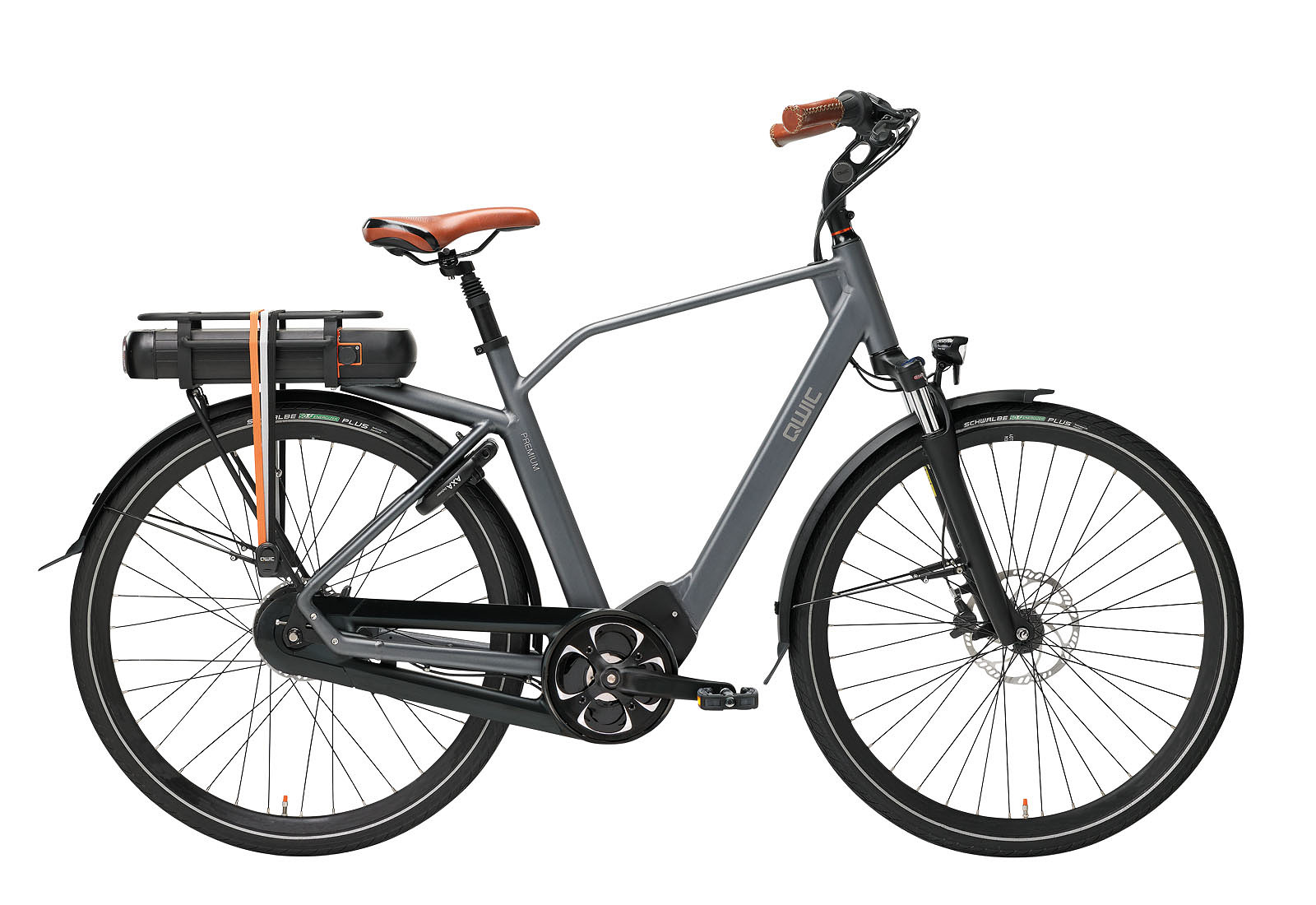 Qwic Elektrische stadsfiets Premium MN8 Brose Heren framemaat L... Antraciet