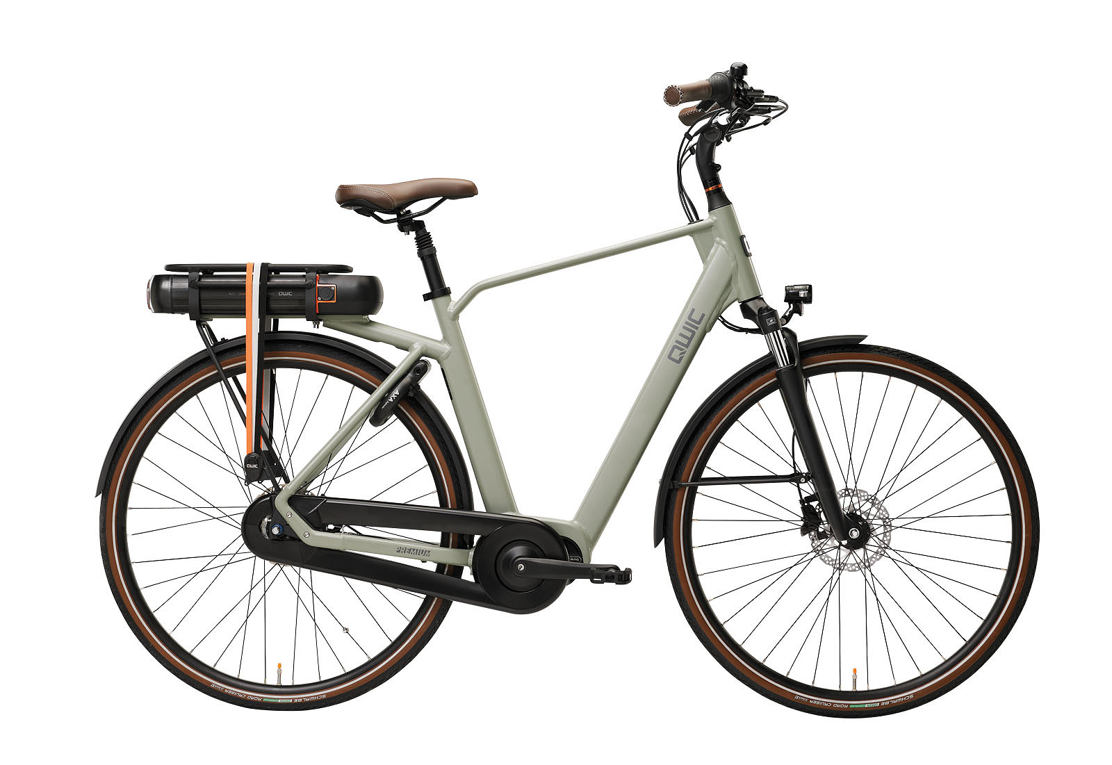 Qwic Elektrische stadsfiets Premium MN7D+ Heren framemaat L Licht... Licht groen