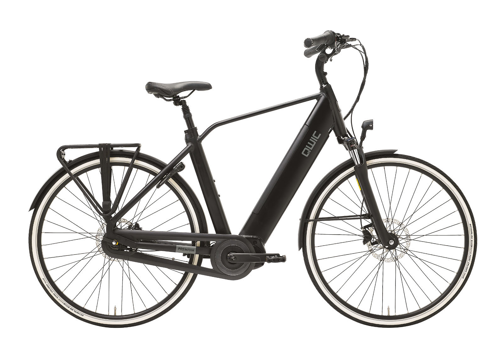 Qwic Elektrische stadsfiets Premium i-MN8+C Heren framemaat L Mat... Mat zwart