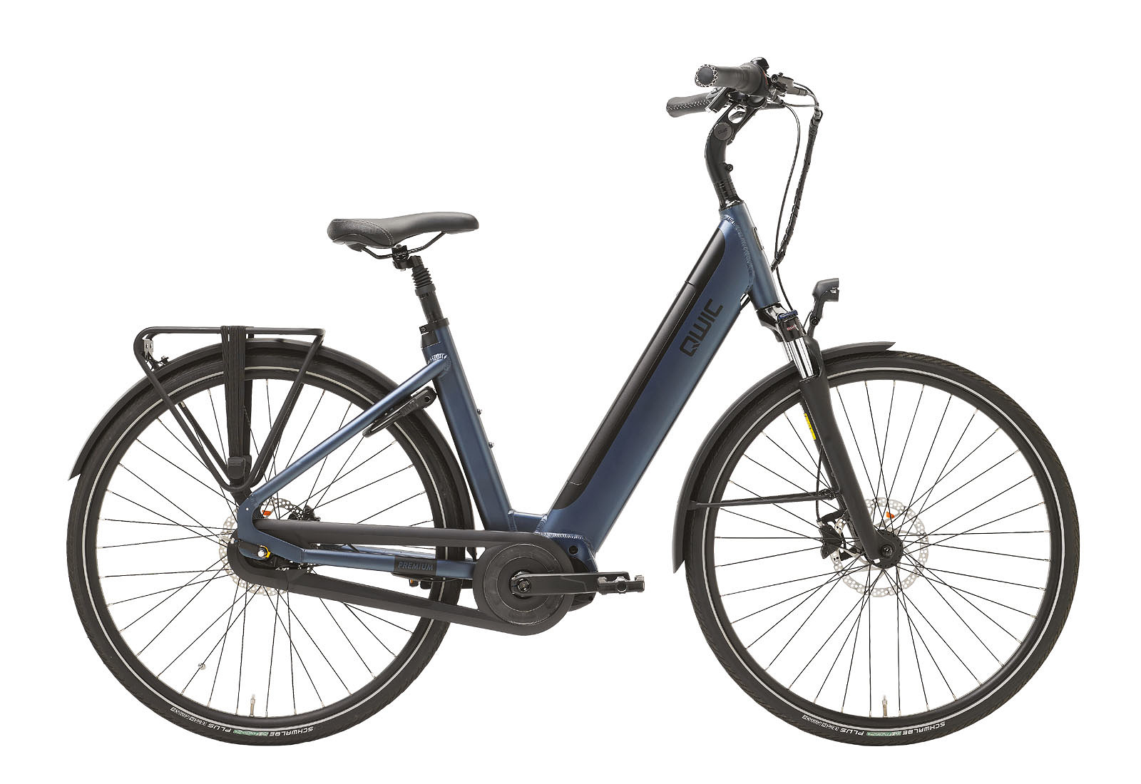 Qwic Elektrische stadsfiets Premium i-MN8+C Dames framemaat L... Donker blauw