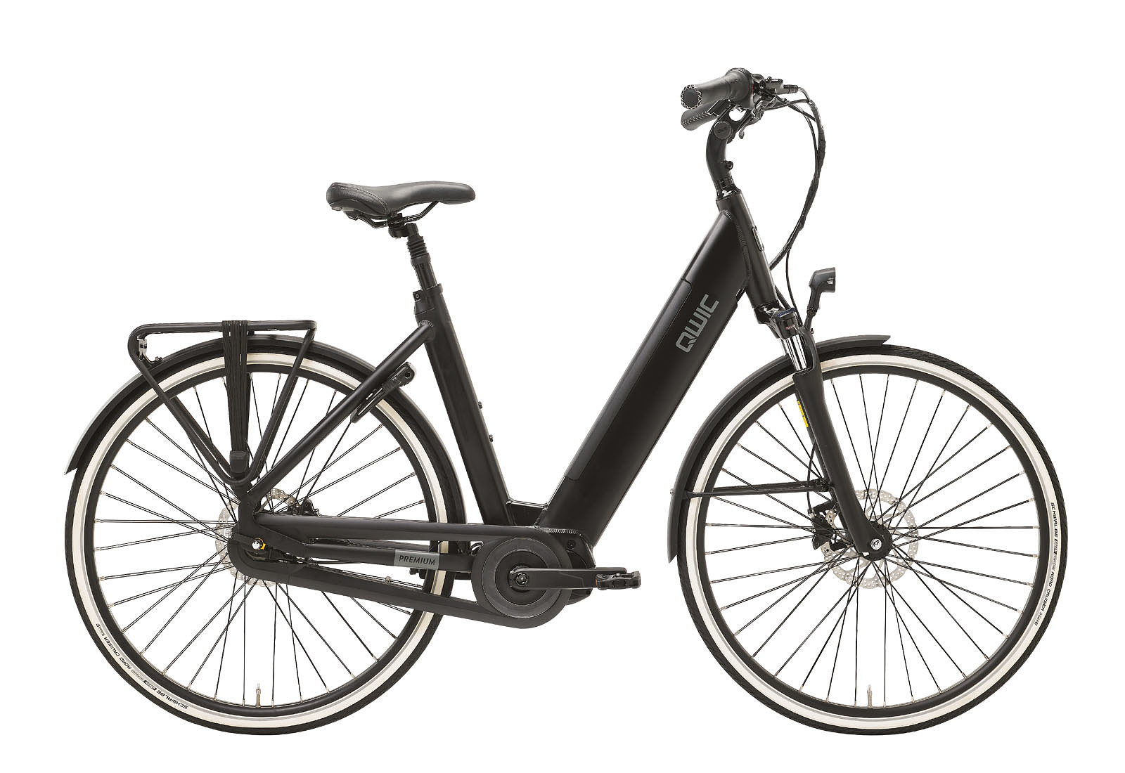 Qwic Elektrische stadsfiets Premium i-MN8+C Dames framemaat L Mat... Mat zwart